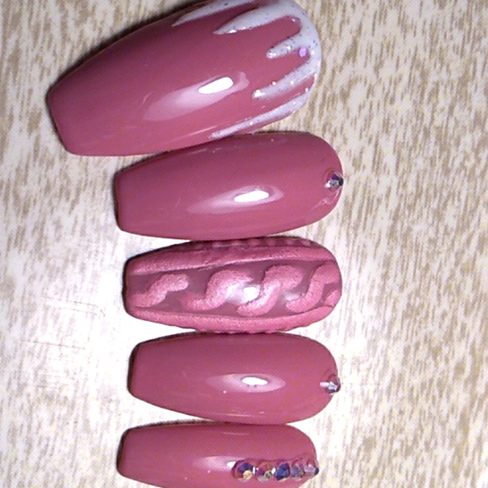 Press on cable knit sweater with glitter and gems!